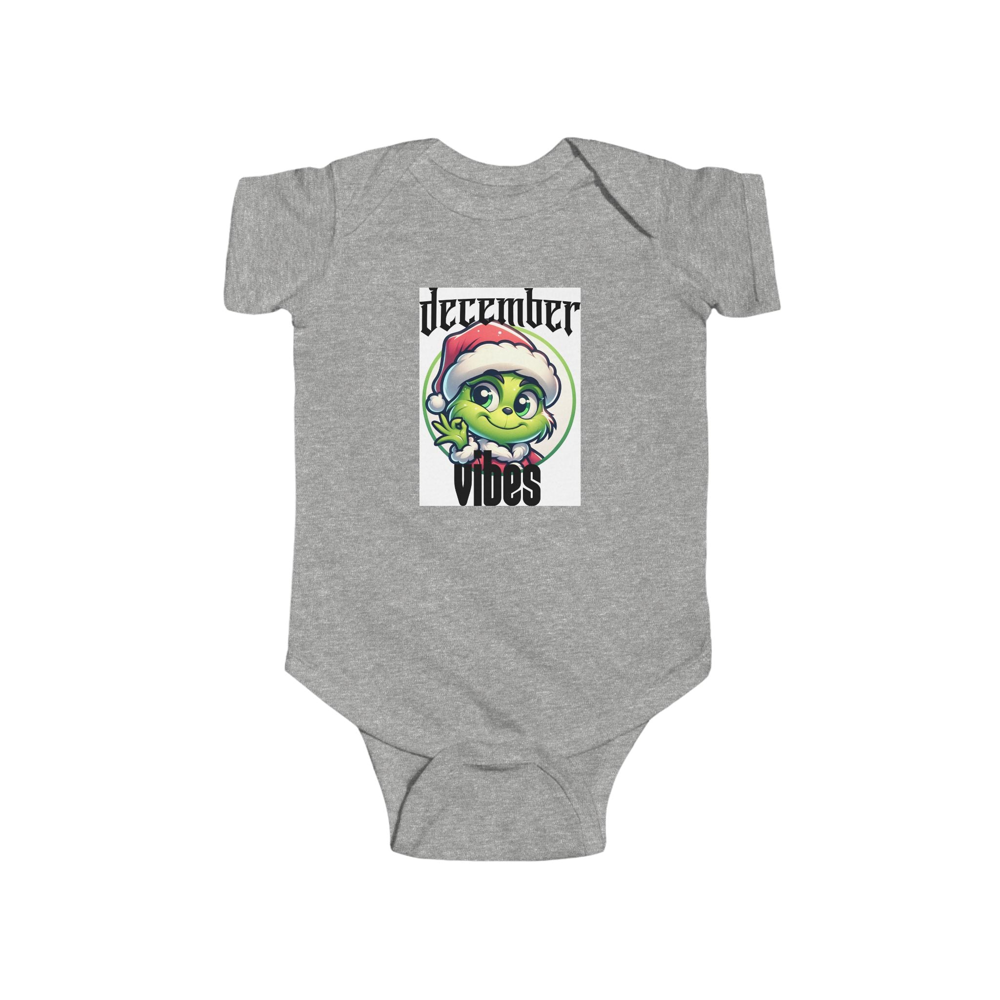 December Vibes Baby Bodysuit — Cute Grinch/Santa Pet Holiday Onesie