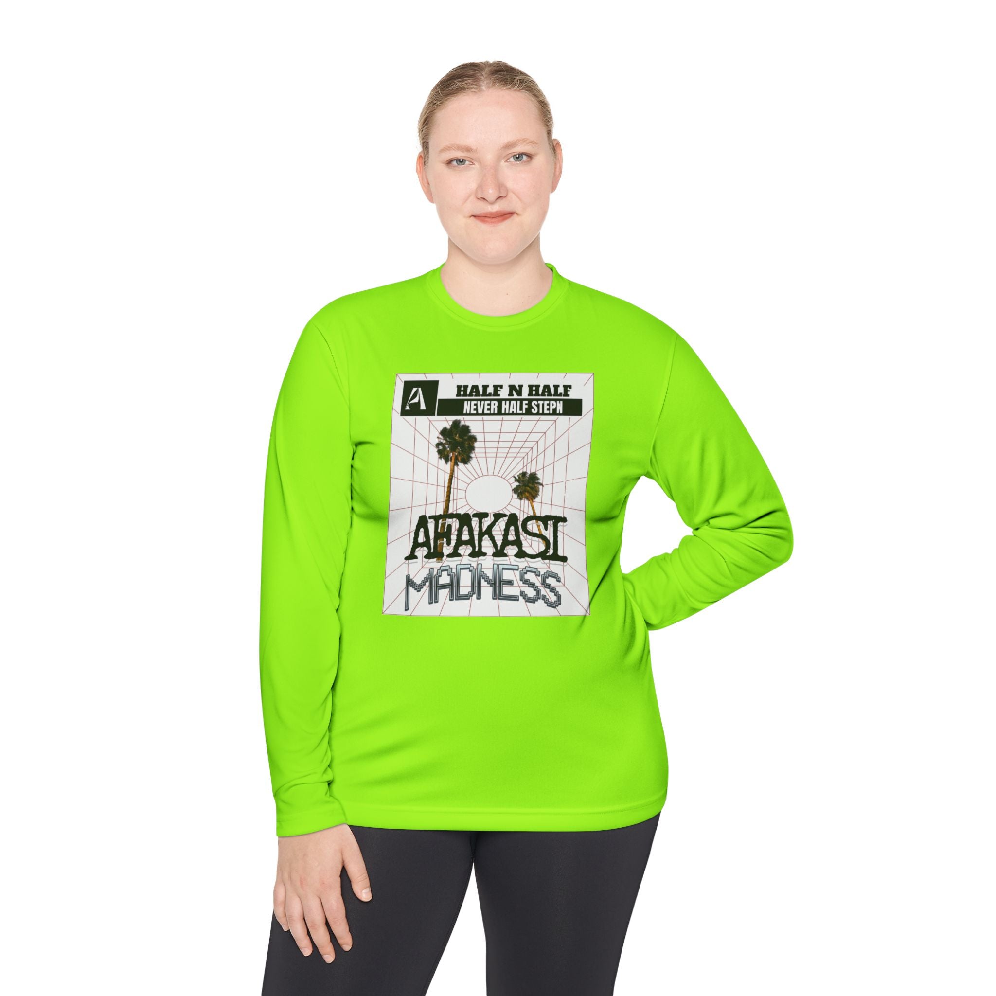 Afakasi Madness Long Sleeve Tee — Retro Palm Graphic ‘Half n Half Never Half Step’