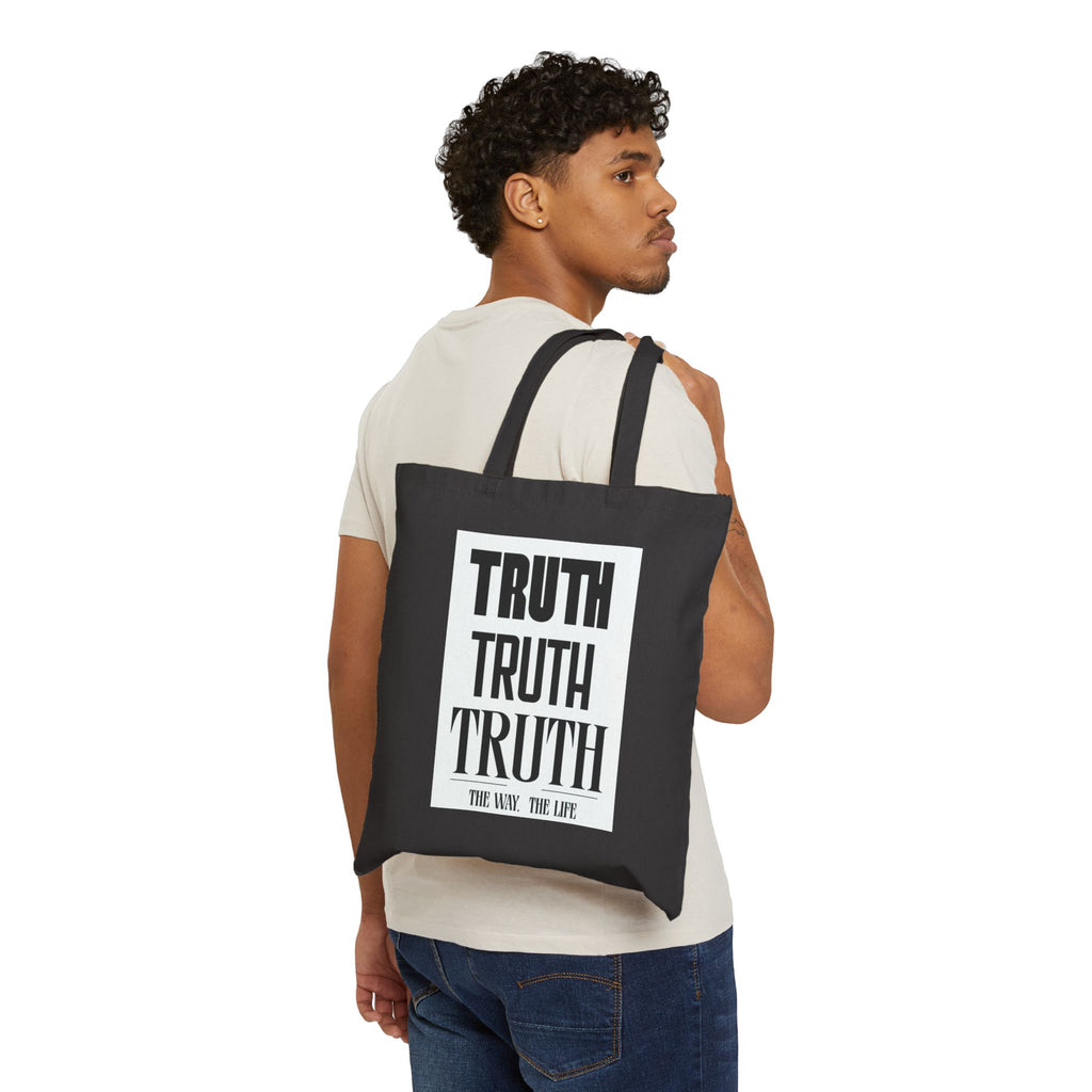 Canvas Tote Bag — "The Way Truth Life" Vintage Prayer Graphic