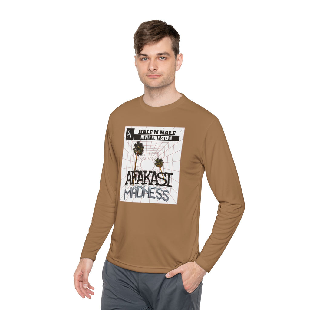 Afakasi Madness Long Sleeve Tee — Retro Palm Graphic ‘Half n Half Never Half Step’