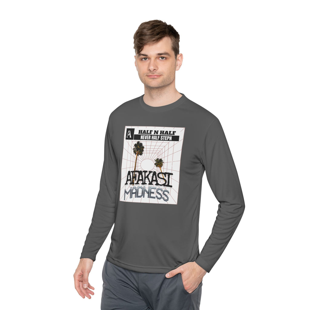 Afakasi Madness Long Sleeve Tee — Retro Palm Graphic ‘Half n Half Never Half Step’