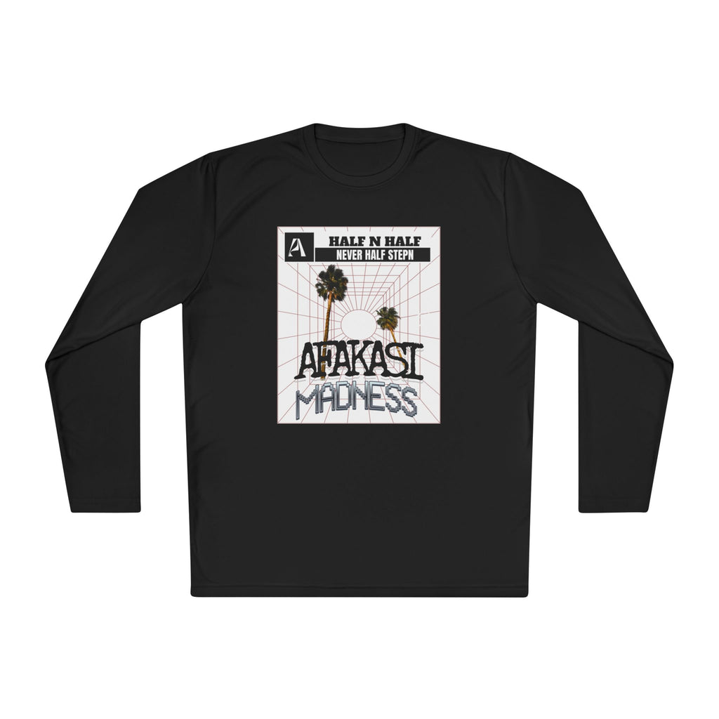 Afakasi Madness Long Sleeve Tee — Retro Palm Graphic ‘Half n Half Never Half Step’