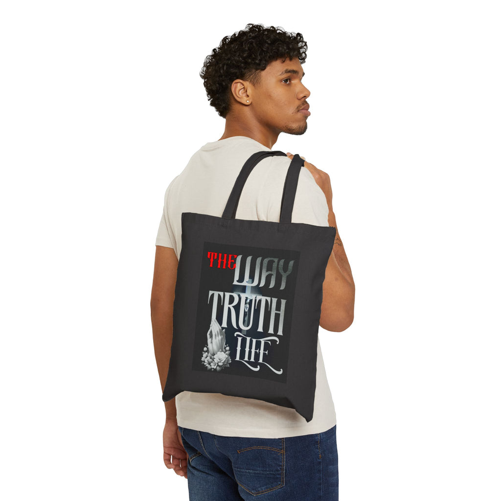 Canvas Tote Bag — "The Way Truth Life" Vintage Prayer Graphic