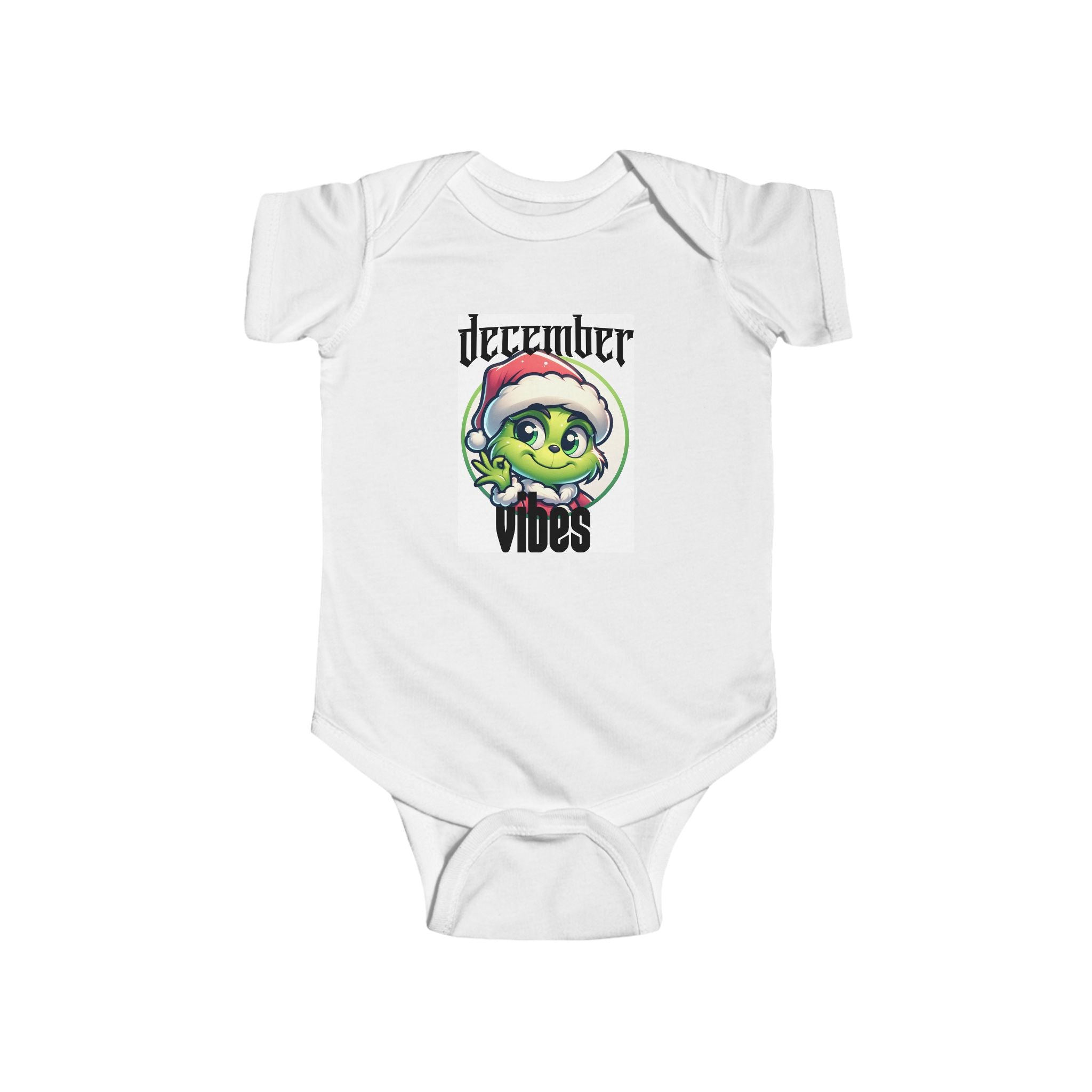 December Vibes Baby Bodysuit — Cute Grinch/Santa Pet Holiday Onesie