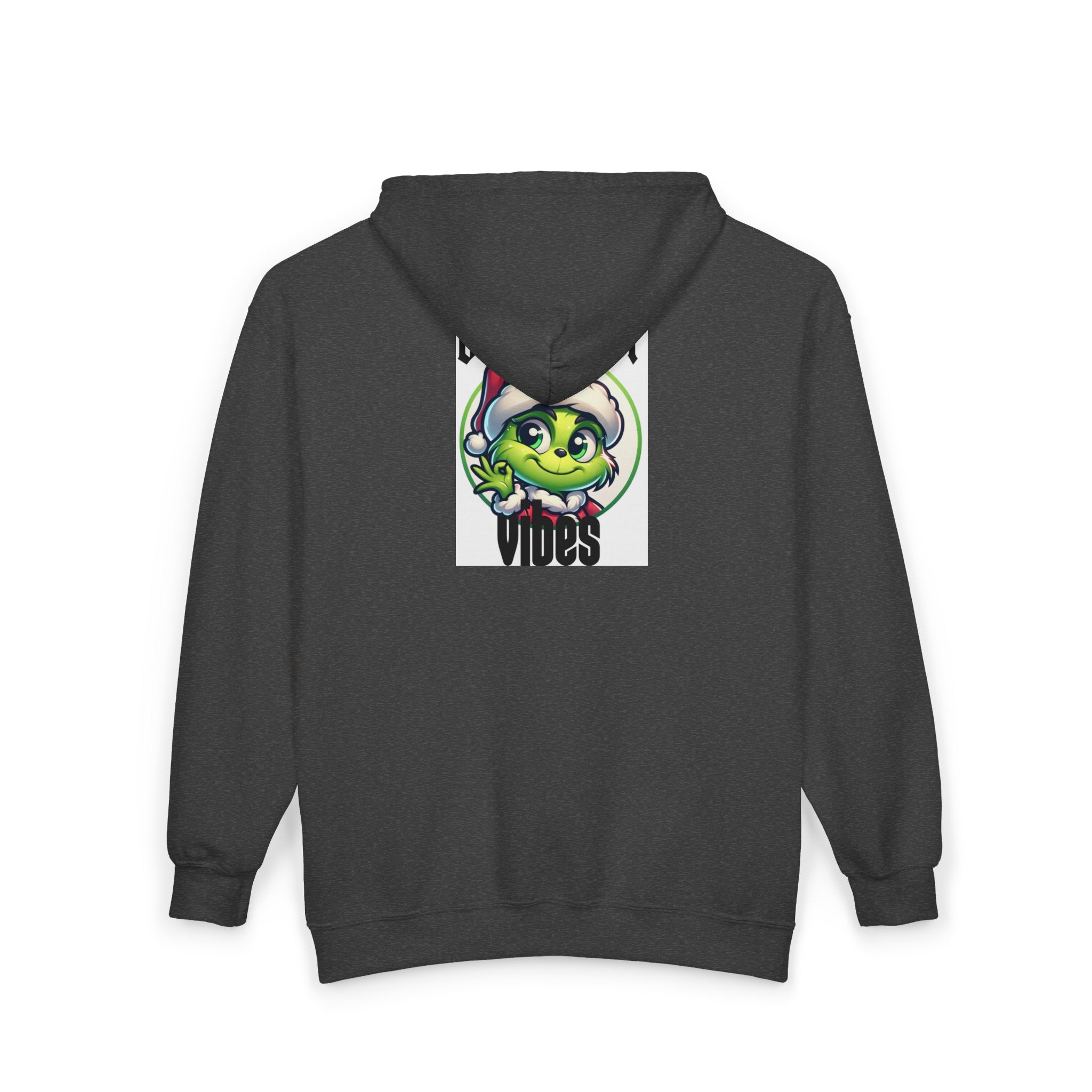 December Vibes Zip Hoodie — Festive Grinch Santa Full‑Zip Sweatshirt