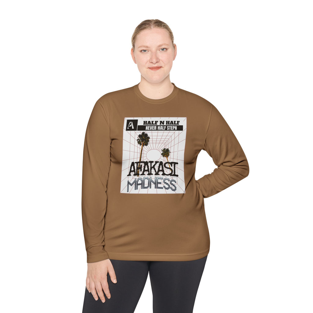 Afakasi Madness Long Sleeve Tee — Retro Palm Graphic ‘Half n Half Never Half Step’