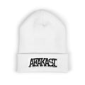 Embroidered Afakasi Cuffed Beanie — White Knit Streetwear Winter Hat