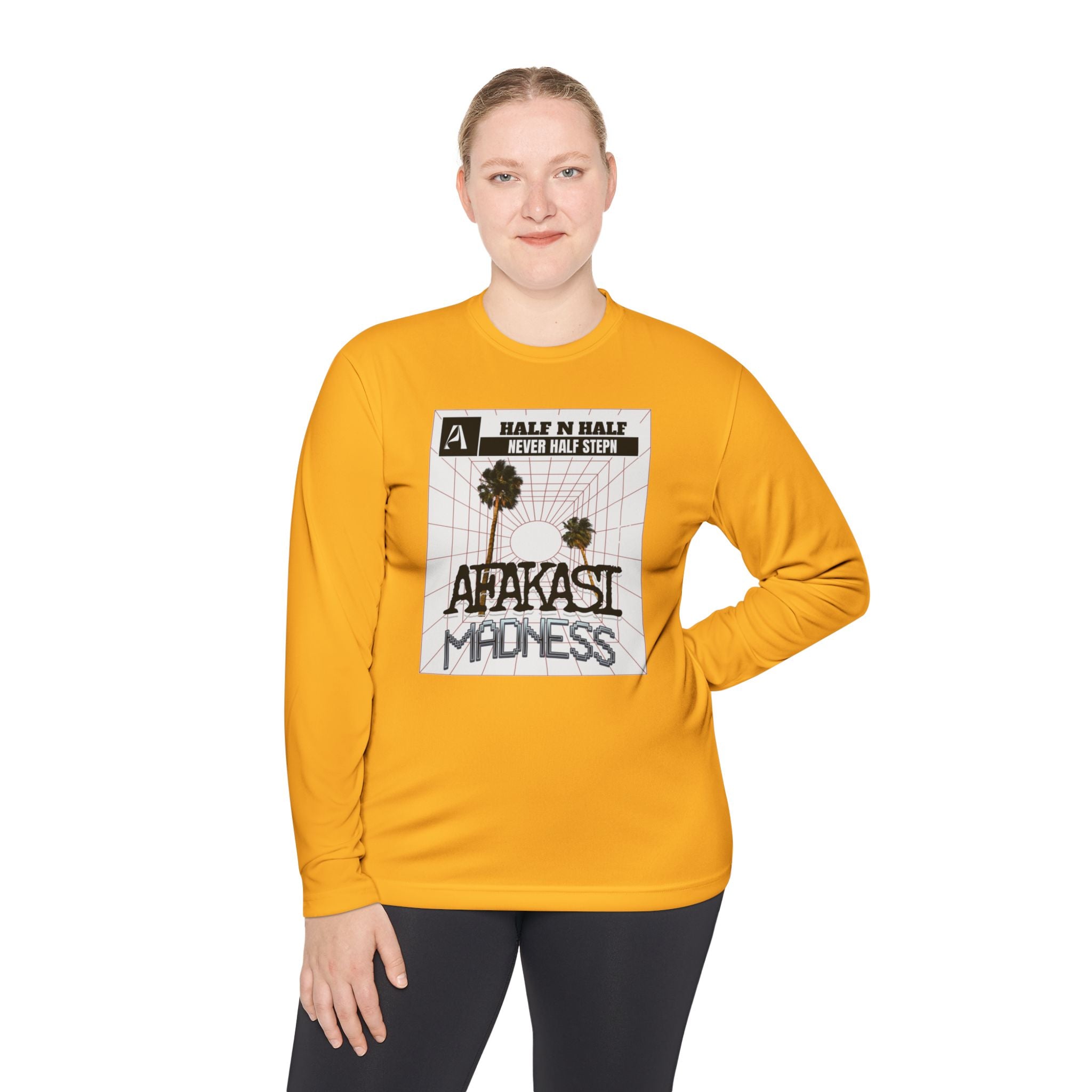 Afakasi Madness Long Sleeve Tee — Retro Palm Graphic ‘Half n Half Never Half Step’