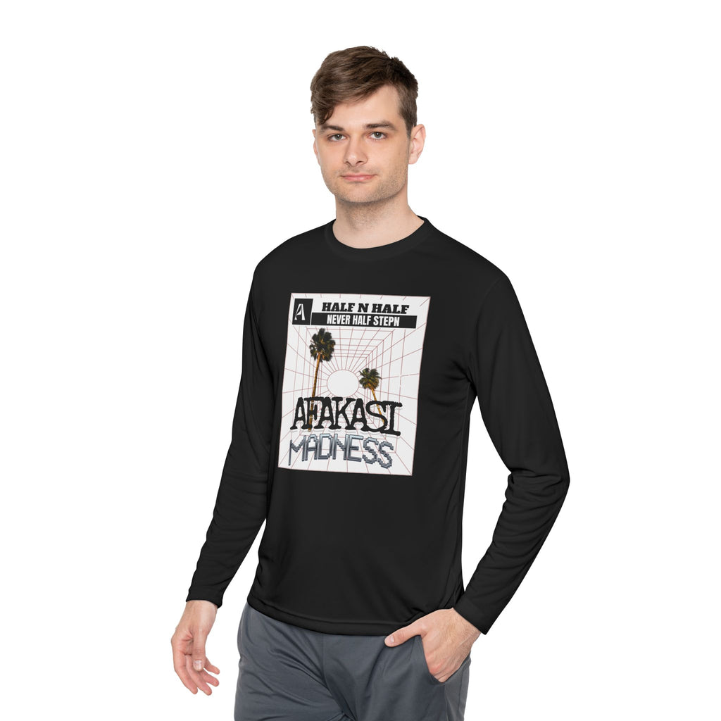 Afakasi Madness Long Sleeve Tee — Retro Palm Graphic ‘Half n Half Never Half Step’