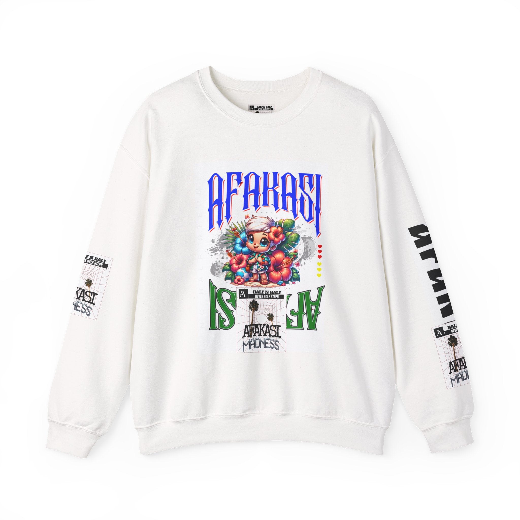 Crewneck Sweatshirt — 'Afakasi' Graphic Retro Crest Crew
