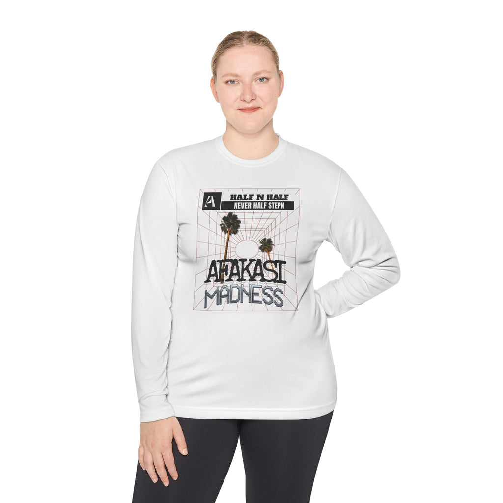 Afakasi Madness Long Sleeve Tee — Retro Palm Graphic ‘Half n Half Never Half Step’