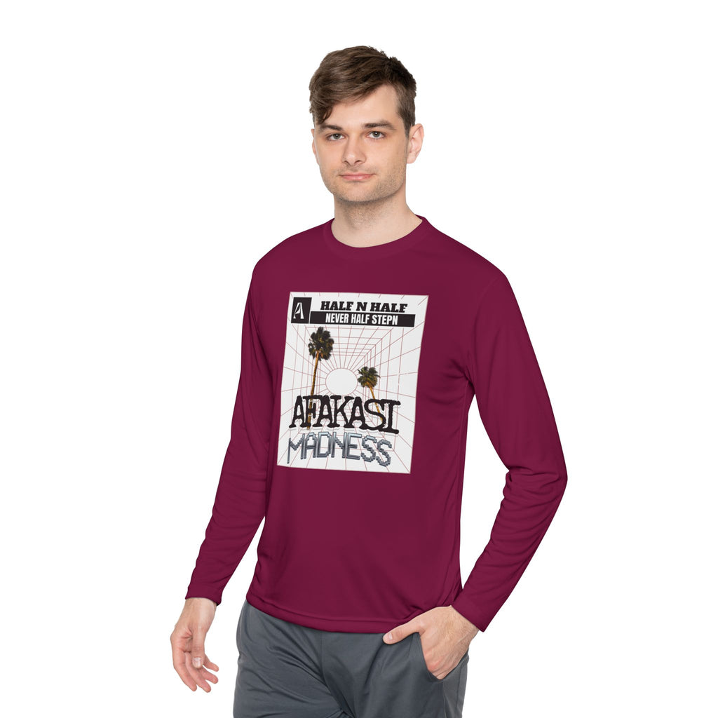 Afakasi Madness Long Sleeve Tee — Retro Palm Graphic ‘Half n Half Never Half Step’
