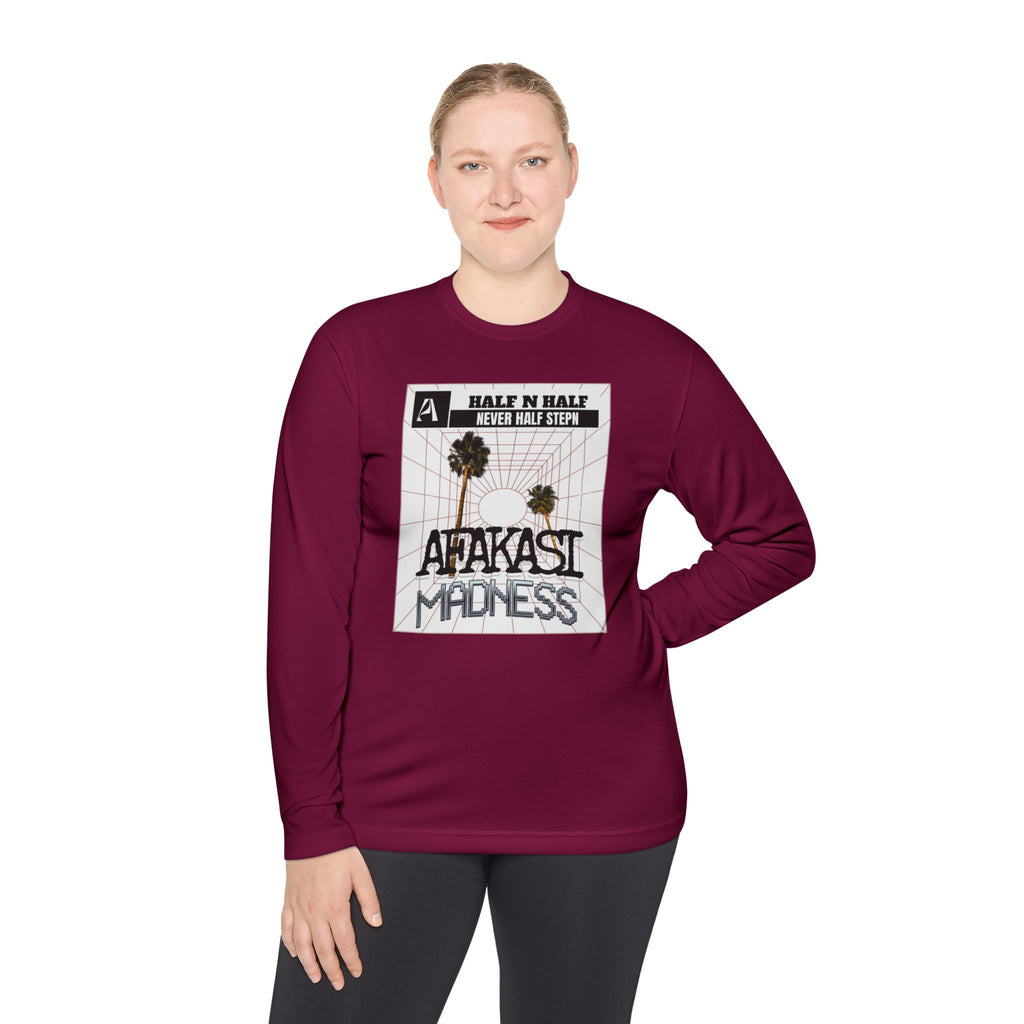 Afakasi Madness Long Sleeve Tee — Retro Palm Graphic ‘Half n Half Never Half Step’