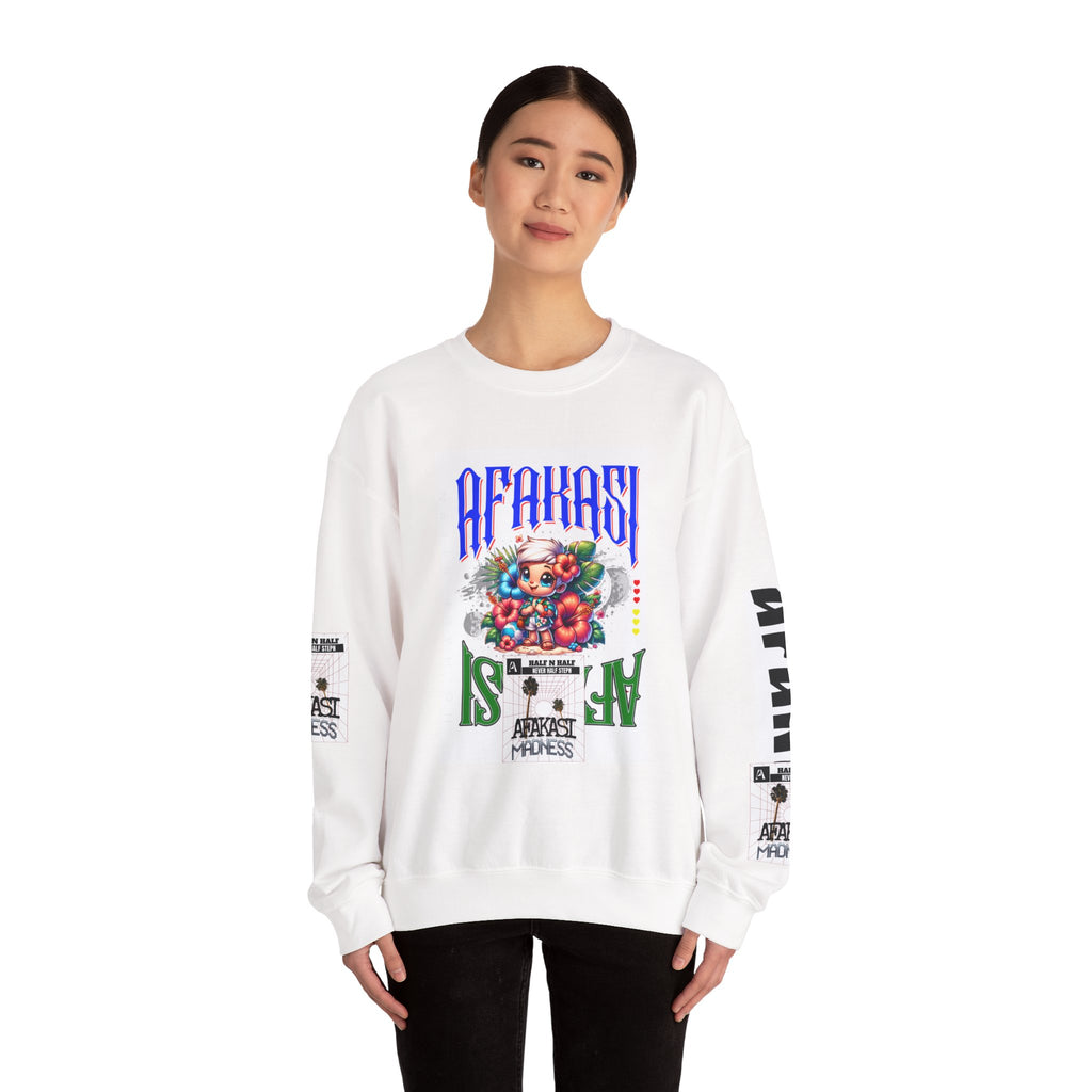 Crewneck Sweatshirt — 'Afakasi' Graphic Retro Crest Crew