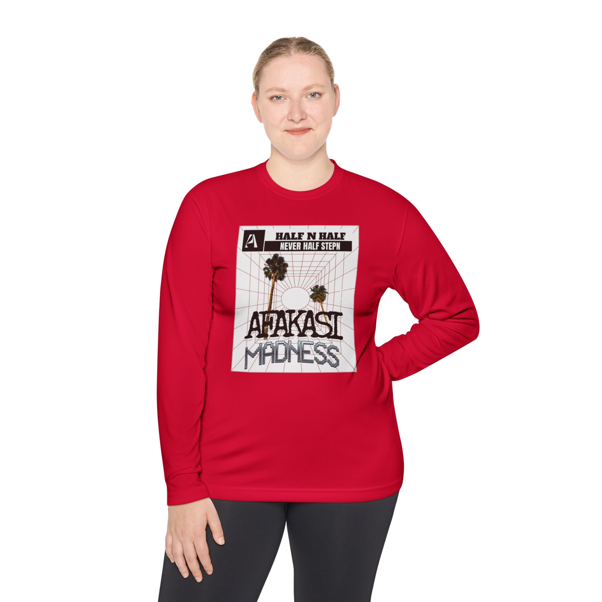 Afakasi Madness Long Sleeve Tee — Retro Palm Graphic ‘Half n Half Never Half Step’