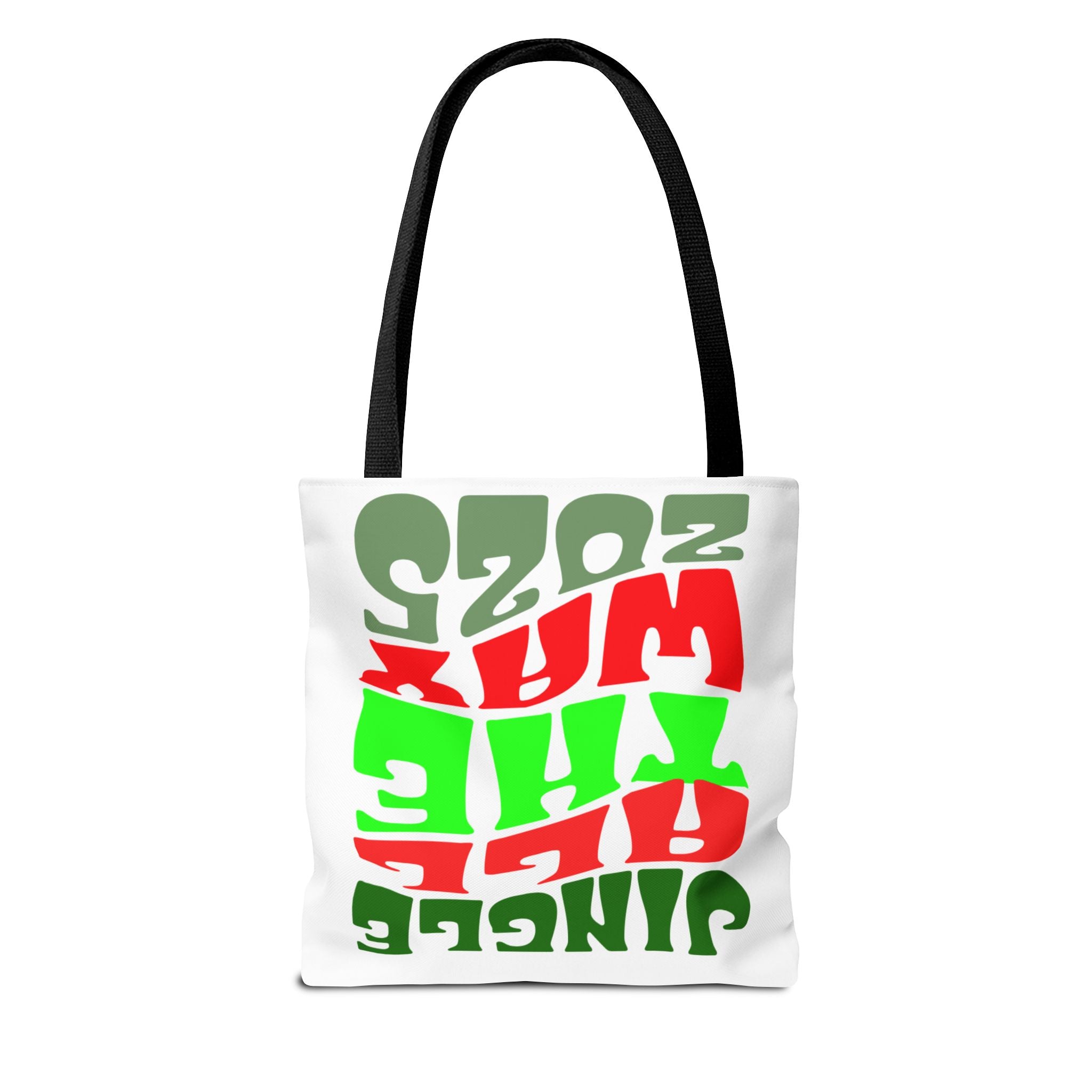 Jingle All The Way 2025 Holiday Tote Bag — Retro Red & Green Christmas Gift Bag