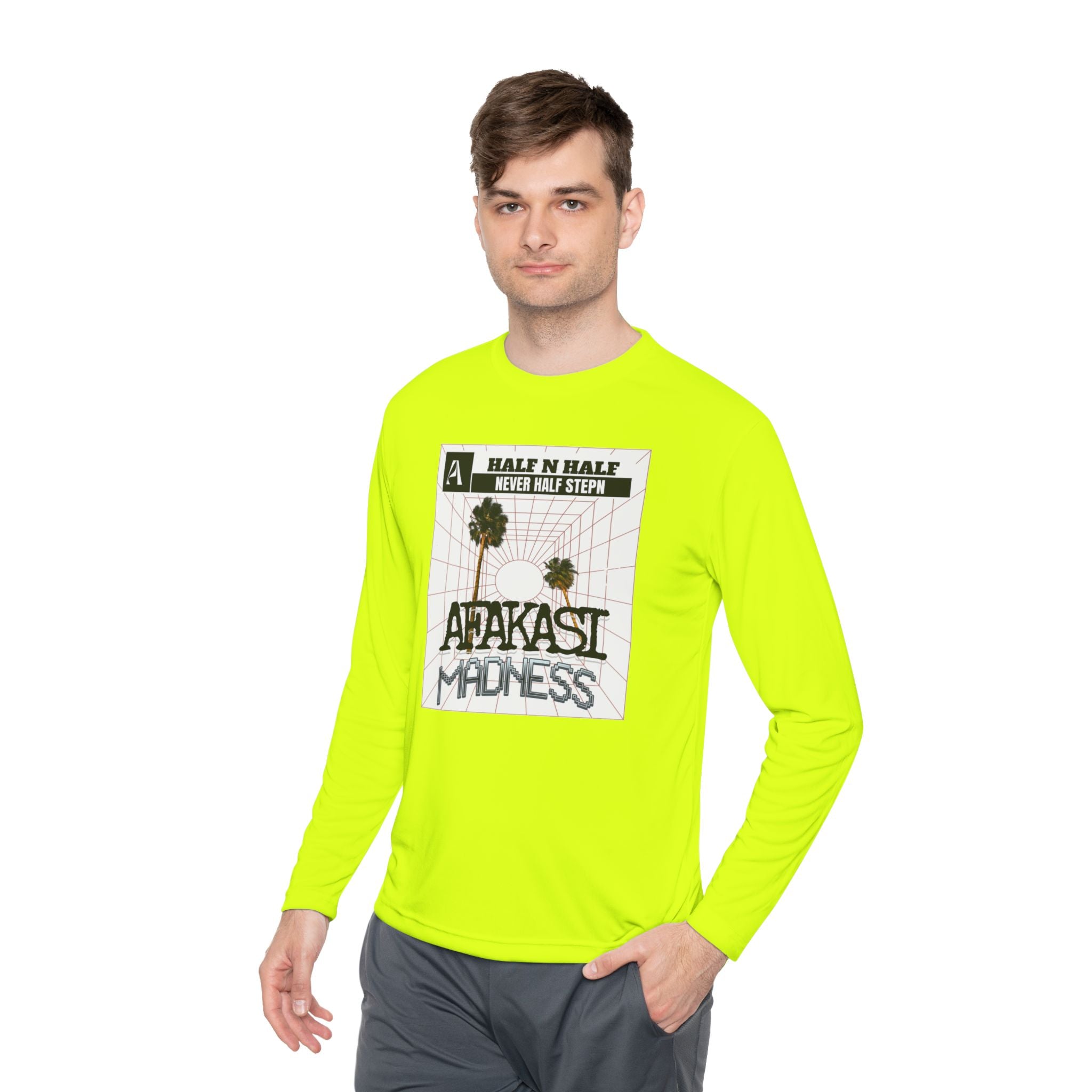 Afakasi Madness Long Sleeve Tee — Retro Palm Graphic ‘Half n Half Never Half Step’