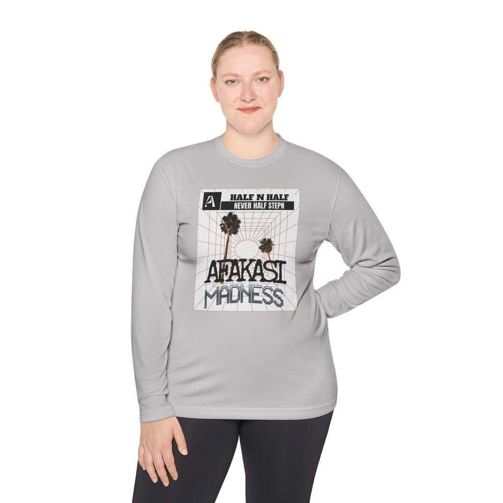 Afakasi Madness Long Sleeve Tee — Retro Palm Graphic ‘Half n Half Never Half Step’